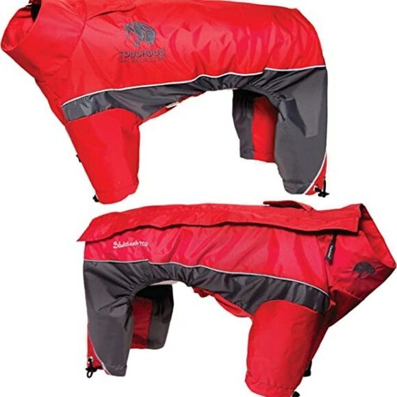 Touchdog Outdoor Series Blackshark red gray reflective dog coat rain coat Sz L - Picture 12 of 12